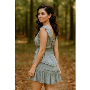 The Impeccable Pig May Air Green Fabric Mini Dress